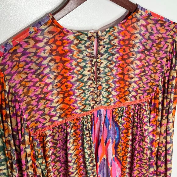 Anthropologie Blank London Miranda Peasant Blouse Small Pink Colorful Boho - Picture 8 of 11